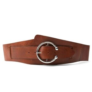 Zara Brown Leather Belt with Silver Buckle